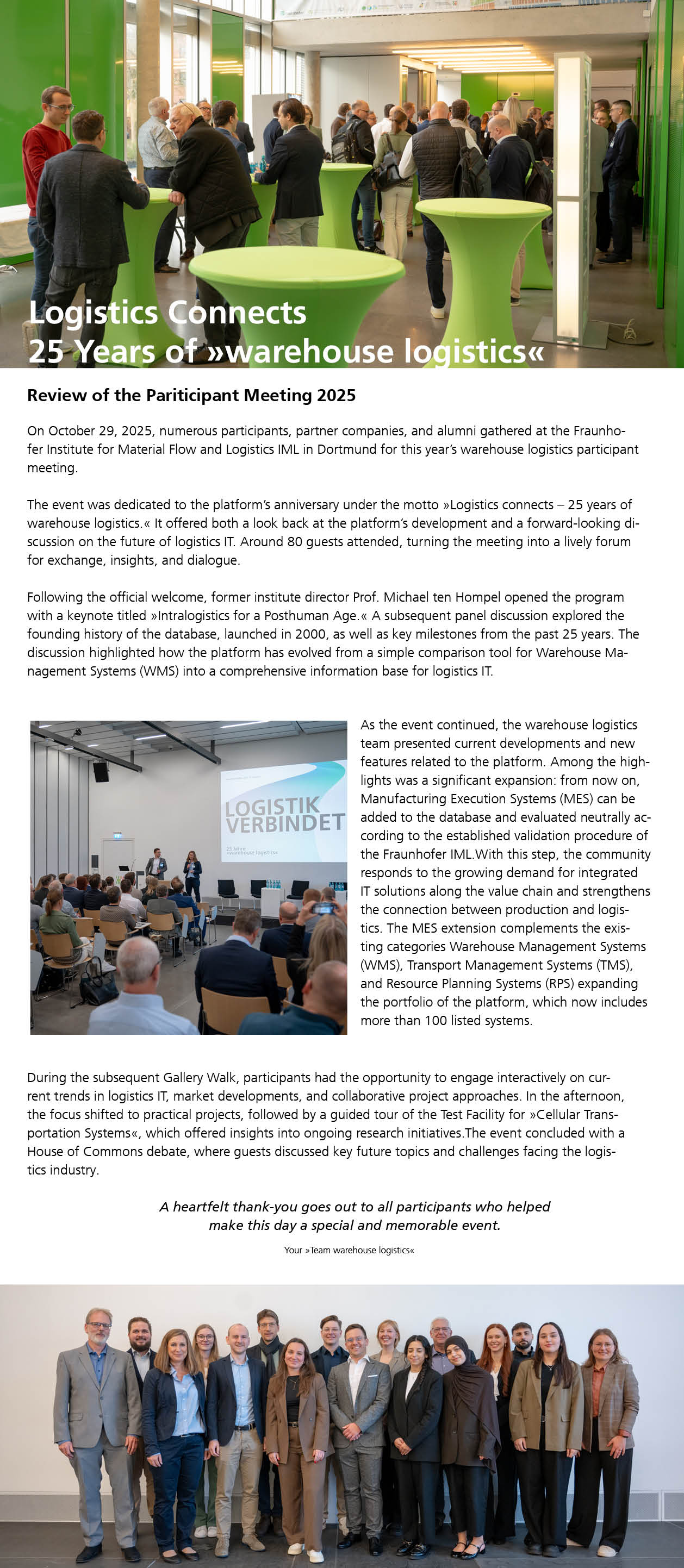 Annual industry meeting for Logistics IT provider