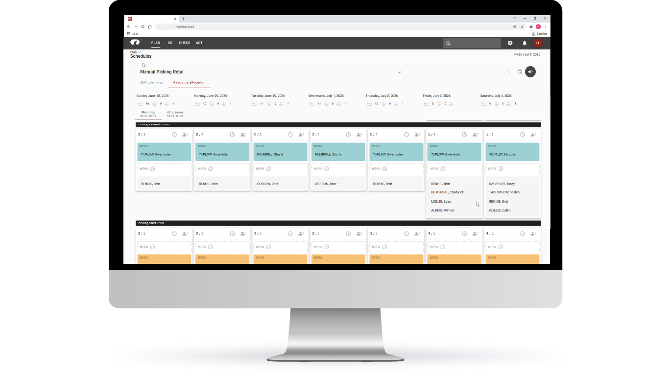 redPILOT Einsatzplan / Schichtplan